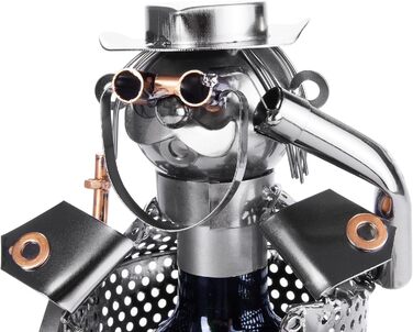 BRUBAKER Wine Bottle Holder Hunter - Bottle Rack Sculpture made of Metal with Gift Card - Silver Wine Gift Height 33 cm