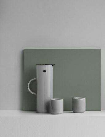 Термос Stelton EM77 - 1 літр, сірий | Зберігає тепло та холод, з скляною вставкою, для чаю та кави, вінтажний дизайн