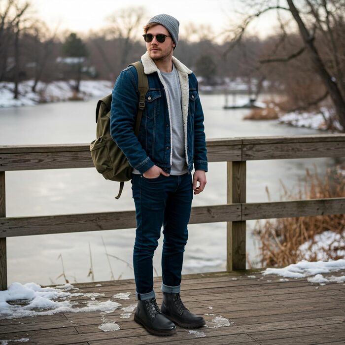 Чоловічі черевики Vostey: зимові мотоциклетні черевики з натуральної шкіри, чорні, 43 EU, модель 8147