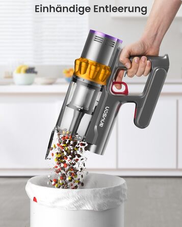 Anyson 45000Pa/550W/70Min Cordless Vacuum Cleaner, 1.6L Battery Vacuum Super Quiet, Self-Charging Cordless Vacuum with LED Display/Anti-Tangle Brush, Stick Vacuum for Hard Floors, Carpets, and Pet Hair