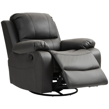 HOMCOM Recliner Chair with Adjustable Backrest & Footrest, Swivel, Up to 150 kg (220 lbs), Steel Frame, 36.6 x 39.4 x 30.7 inches, Black