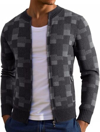 Чоловіча флісова куртка з кишенями, кардиган на блискавці, светр-куртка без капюшона, тепла зимова куртка, сірий колір