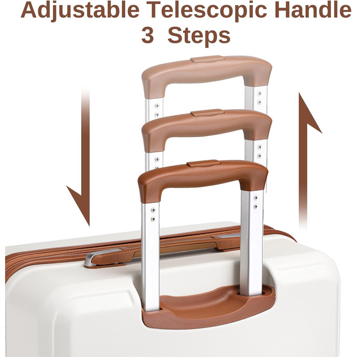 Набір валіз KONO 4 в 1: велика валіза, ручна валіза 55 см, косметичка, сумка для ручної поклажі (кремовий)