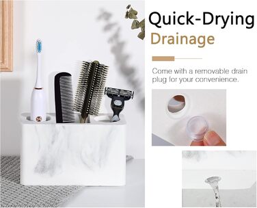 Тримач для зубних щіток Luxspire з 3 відсіками, для електричних щіток, органайзер для зубної пасти та ручок, білий