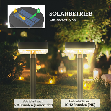 Outsunny Solar Lamps 3-Piece Solar Lights Garden Light Warm White Light IP65 Waterproof for Lawn Balcony Black