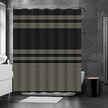 Набір аксесуарів для ванної кімнати Britimes, чорний: шторка для душу, сміттєвий бак, дозатор мила, тримач для унітазу, тримач для зубних щіток та стаканчик для зубних щіток