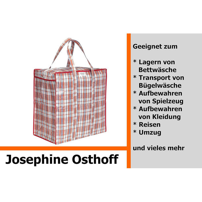 Josephine Osthoff Unisex Heavy-Duty Waterproof Storage Bags, Durable & Versatile, With Zipper for Moving & Shopping, 75L Capacity, Up to 20 kg Load, Black, Pack of 9 (9 Pieces Red)