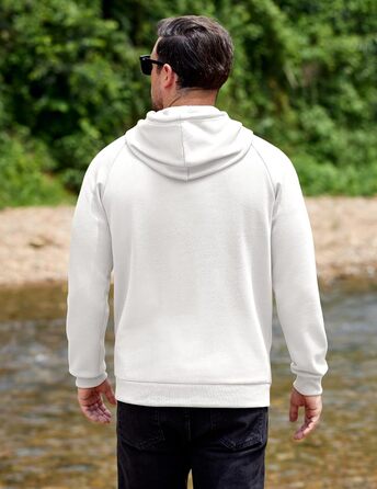 Світшот з капюшоном чоловічий COOFANDY, теплий, з кишенями, бавовна, білий XL