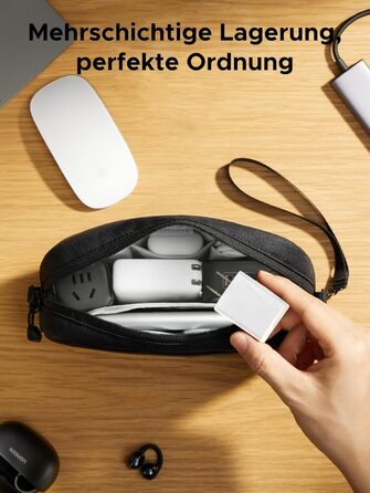 UGREEN Cable Bag Tech EDC Pouch, Cable Organizer Bag, Travel Essentials Cable Bag Organizer, Waterproof, Internal Zippered Layers, For Power Bank, Charger, Adapter, Cables, HDD