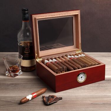 Настільний вологозбережувач для сигар Mandel-Mantello Royale з скляною кришкою (25-50 сигар)