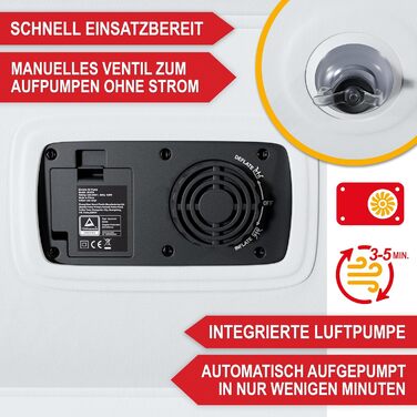 Надувне ліжко самонадувне - для 2 осіб - 203 x 152 x 46 см - з електричним насосом - надувне ліжко для гостей, надувається за 3-5 хвилин - вбудована подушка (Білий)