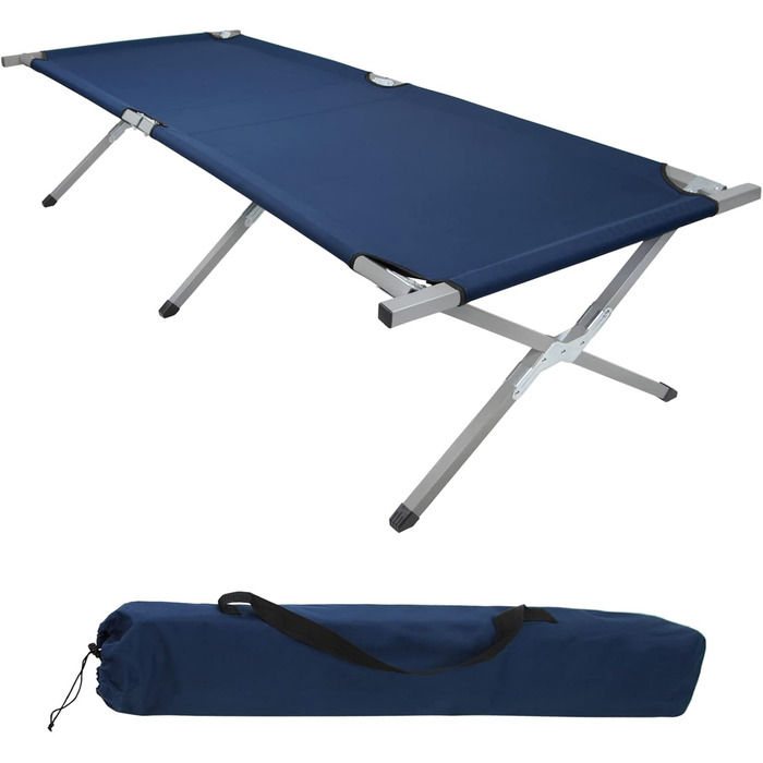 Розкладне ліжко BB Sport XXL для кемпінгу: сталеве каркас, 210x72x45 см, до 200 кг, зручне, з сумкою, блакитне
