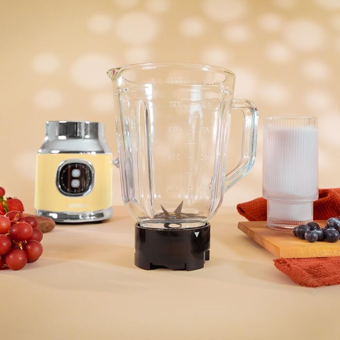 Cecotec RetroTwist Yellow Stand Mixer - 800W, 1L Jug, Pulse Function, Yellow Vintage Design