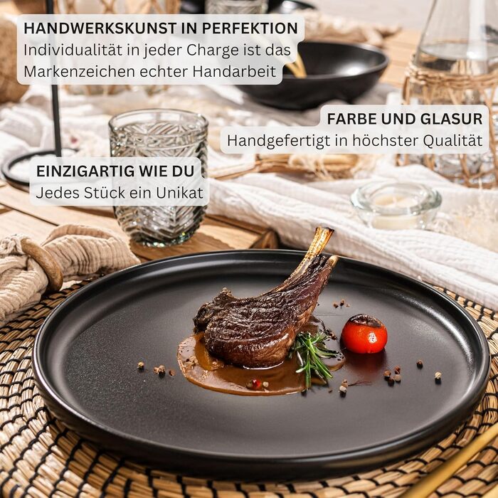 SÄNGER Madeira | Coffee Mug Set for 6 People, 6-Piece Stoneware Coffee Cups Set, Dishwasher-Safe and Microwave-Safe Teacup Set, Multifunctional Coffee Mug Black 350 ml | VALUE COLLECTION