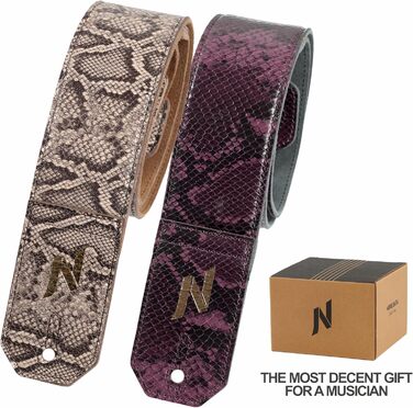 Шкіряний ремінь для гітари Nefelibata 2.3' з повним зерном, м'яка підкладка, для бас-гітари, електрогітари та акустичної гітари (Sahara Yellow Embossed)
