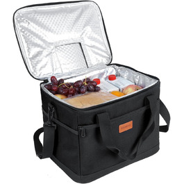 Kollea Cooler Bag - 30L Picnic Bag - Insulated Bag - Lunch Bag Keeps food and drinks hot and cold, Leak-proof, With carrying straps, Multiple pockets - Ideal for travel, camping, grilling, and food transport (Black)