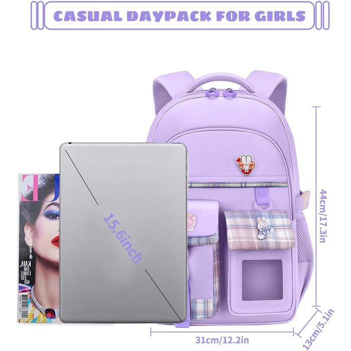 Дитячий рюкзак для дівчинки-підлітка, нейлоновий, водонепроникний, легкий, 9-15 років, фіолетовий
