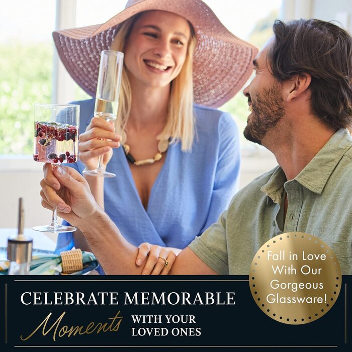 Кельхір для шампанського, набір 4 шт. – Сучасний та елегантний для жінок, чоловіків, весілля, ювілею, Різдва, дня народження – 170 мл, з кришталевого скла, 4 шт. (1 упаковка)