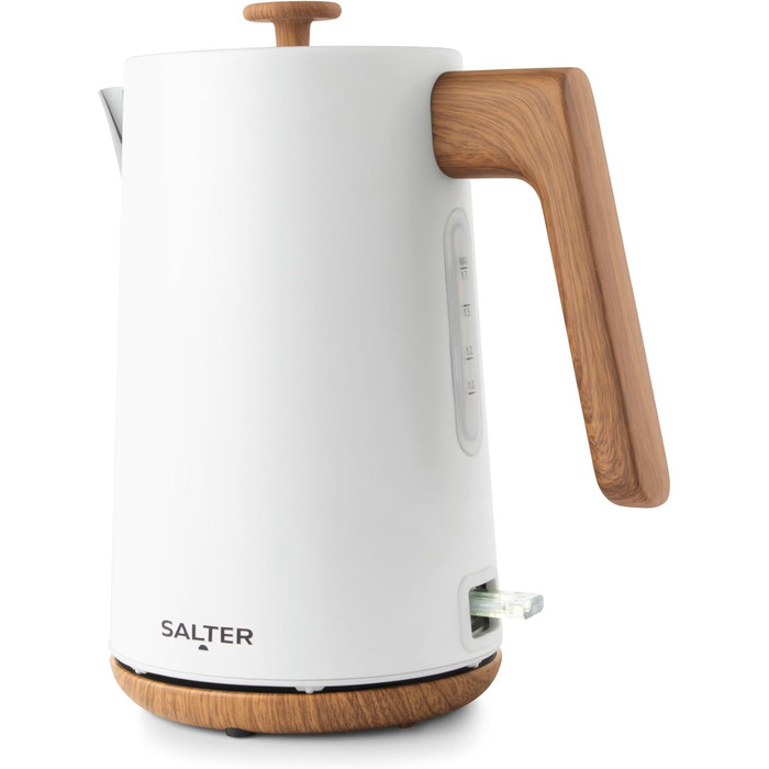 Електричний чайник SALTER Toronto з широкими слотами, 6 режимів підігріву, знімний контейнер для крихт, функція розморожування, підігріву та відключення, самоцентрування, підйомний механізм, білий, UK-штекер