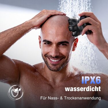 Електрична бритва для гоління голови Glatzen 7D Bold – професійна бритва для лисих, водонепроникна, з акумулятором Type-C, 2 режими, синя