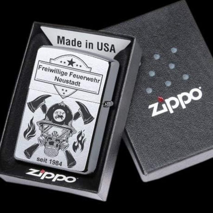 Запальничка Zippo з лазерним гравіюванням для добровільної або професійної пожежної служби, персоналізована, з індивідуальним написом, рятувальник 112
