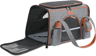 Транспортна сумка Demigreat для котів та собак до 7 кг, дихаюча переноска для середніх та маленьких котів та собак, сумка-переноска для тварин M (42x22x25CM) (L (50x28x30CM), темно-сірий)