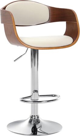 Kingston Adjustable Bar Stool with Faux Leather Seat - Walnut/White Finish