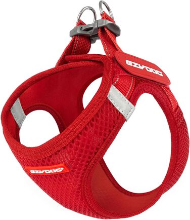 Шлейка для собак EzyDog FORMFIT для маленьких собак – дихаюча сітка 3D Air Mesh, легка, регульована, з відбиваючими елементами та міцним D-подібним кільцем (XS, Червона)