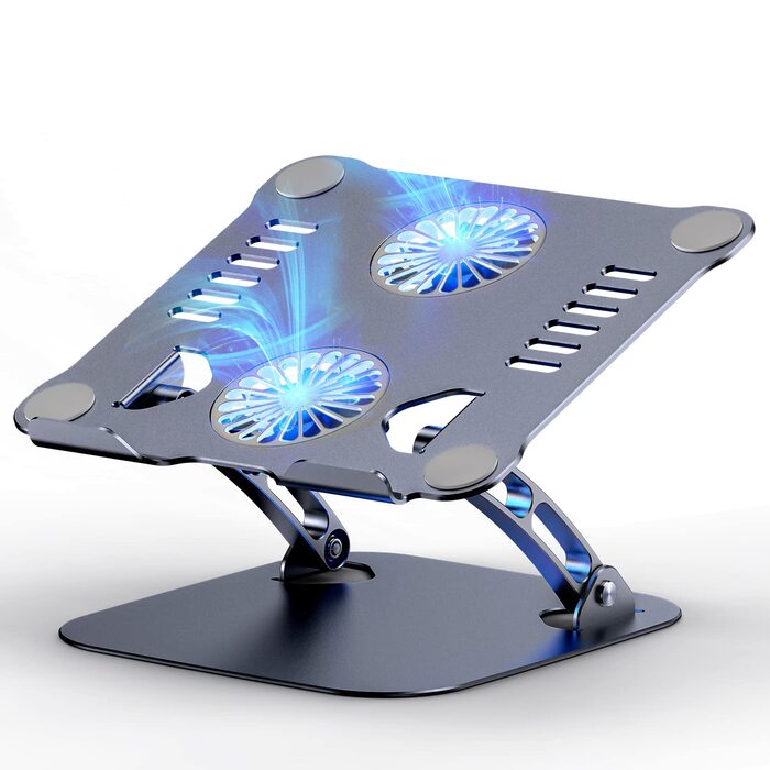 Підставка для ноутбука з регулюванням висоти та RGB вентилятором, складана з алюмінієвого сплаву, для MacBook, Laptop 10-17' (сіра)