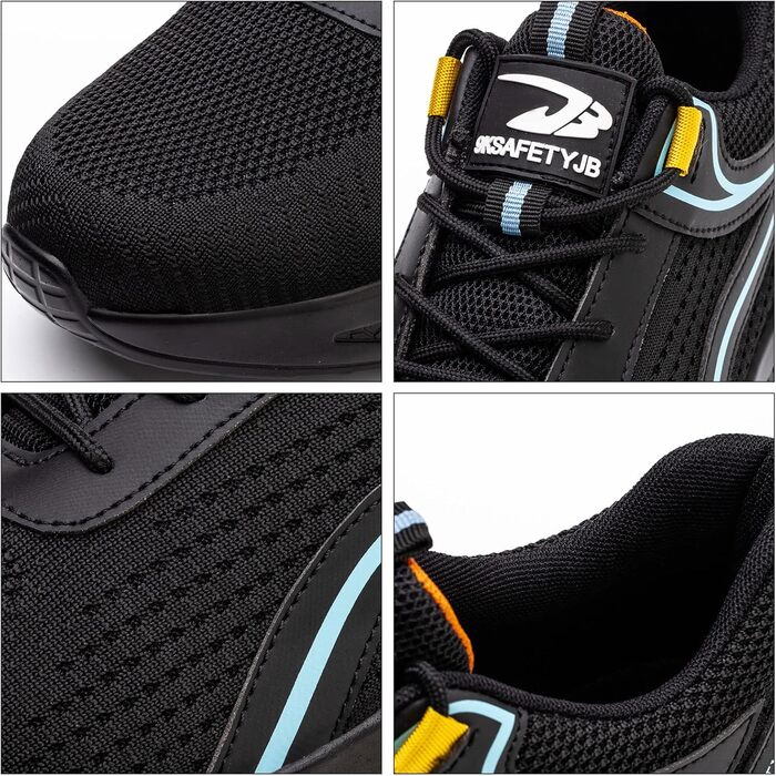 Черевики робочі чоловічі та жіночі S3 з металевим підноском, легкі, антиковзаючі, дихаючі, спортивні, чорно-сині, 42 EU