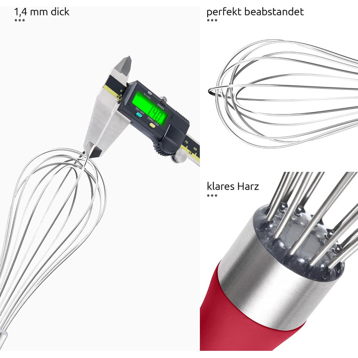 Міксер кухонний U-Taste, 30 см, нержавіюча сталь 18/10, 12 гнучких дротів, силіконовий руків'я