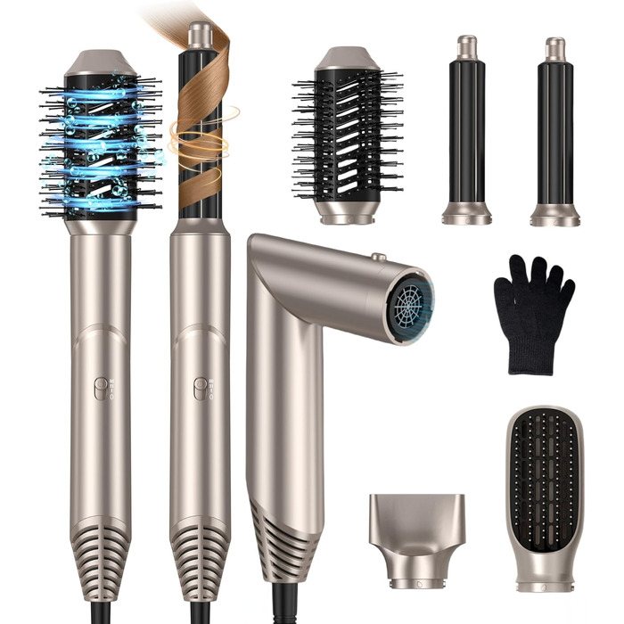 Airstyler 5 в 1: Фен-щітка, плойка для локонів, випрямляч волосся, чорний (Platin-gold)