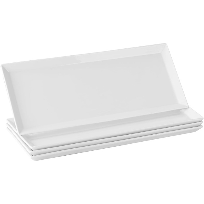 Набір сервіровочних тарілок DOWAN, 4 шт., 24.6 x 13.7 см, для буфетів, суші, десертів, закусок, білий, кераміка