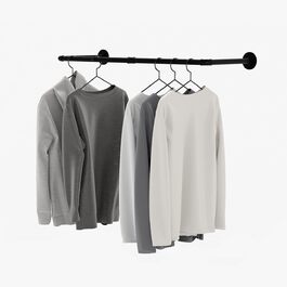 pamo Clothes Rail Industrial Loft Design - FINN - 93 cm Wardrobe Rail or Clothes Stand with Wall or Ceiling Mounting made of sturdy pipes in black