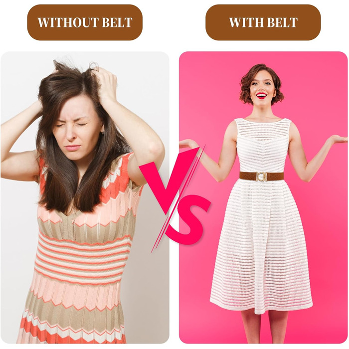 Жіночий еластичний ремінь Amaxiu з золотою пряжкою, тонкий для джинсів, штанів, суконь (світло-коричневий)