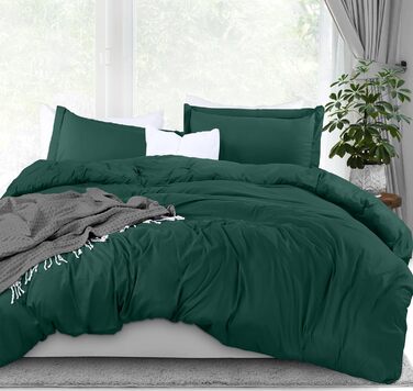 Комплект постільної білизни Utopia Bedding, повний розмір: 1 простирадло, 2 наволочки, 3-частинний комплект, зелений смарагдовий, мікрофібра