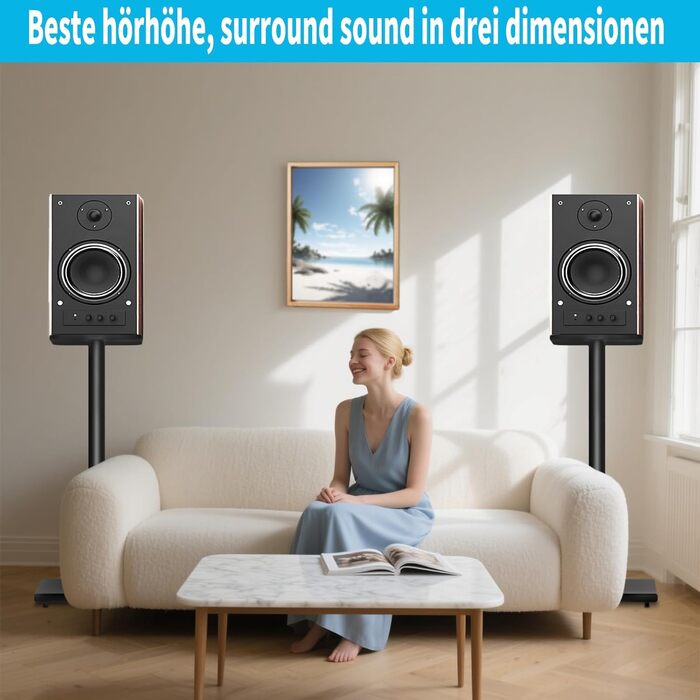 Підставка для акустики, регульована висота, 1 пара, для сателітної та поличкової акустики, до 5 кг, з кабелепроводом (SB-202-висота не регулюється)