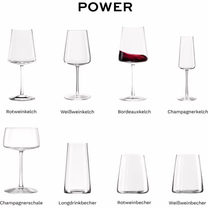 Stölzle Lausitz Bordeaux Glasses Power 6-Piece Set 650 ml – High-quality wine glasses ideal for Bordeaux – Modern Bordeaux bowls made of crystal glass for maximum flavor development – Dishwasher & impact resistant