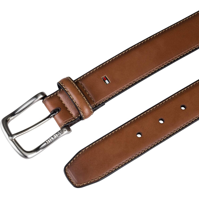 Чоловічий шкіряний ремінь Tommy Hilfiger з логотипом, коричневий