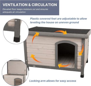 Водонепроникний намет для собак TRIXIE Natura Classic з плоским дахом, сірий (S–M), 85 × 58 × 60 см