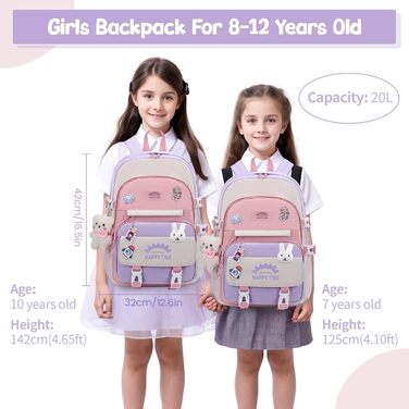 Дитячий рюкзак Tanou для дівчаток, 20 л, для школи, 3-7 клас, водонепроникний, блакитний