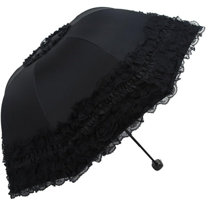 Жіночий дитячий парасолька від сонця та дощу FakeFace® з поліестеру, чорний, ручний, з UV-захистом