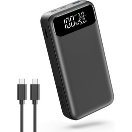 Power Bank ADDTOP 20000mAh 65W: зарядний пристрій для телефону та ноутбука (USB-C, чорний)
