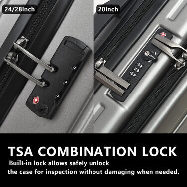 Набір валіз TydeCkare 20/28' (55/66/76 см): 20' ручна валіза з кишенею для ноутбука, 28' велика валіза 101л, ABS+PC, з TSA замком, помаранчевий (темно-сірий), 3 шт.