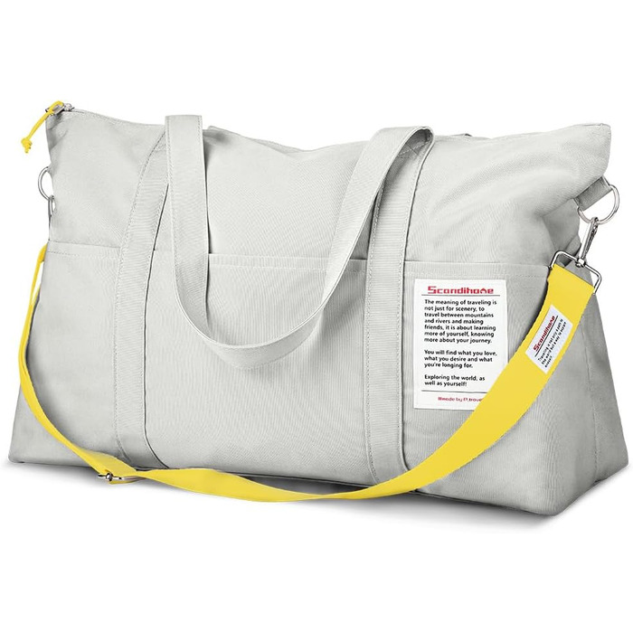 Спортивна сумка Flintronic для жінок, дорожня сумка-мішок, сумка на вихідні, дорожня сумка з чохлом для тележки, водонепроникна спортивна сумка, дорожня сумка, ручна поклажа для спорту, подорожей, літака (сіра)