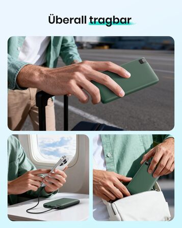 Power Bank ADDTOP 20000mAh 22.5W: Зовнішній акумулятор USB-C для iPhone 17/16/15/14/13/12/11, Samsung Galaxy, швидка зарядка, LED-індикатор, зелений