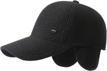 Кепка YAMEE для чоловіків на зиму з відкидними навушниками, тепла бейсболка, універсальний розмір (2361*Чорний)