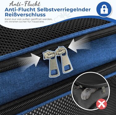 Транспортна сумка для кота та собаки, переноска для собак, складана переноска для котів, портативна переноска, до 5 кг, для середніх собак та котів (M, L 43 x B 28 x H 28 см, темно-синій)