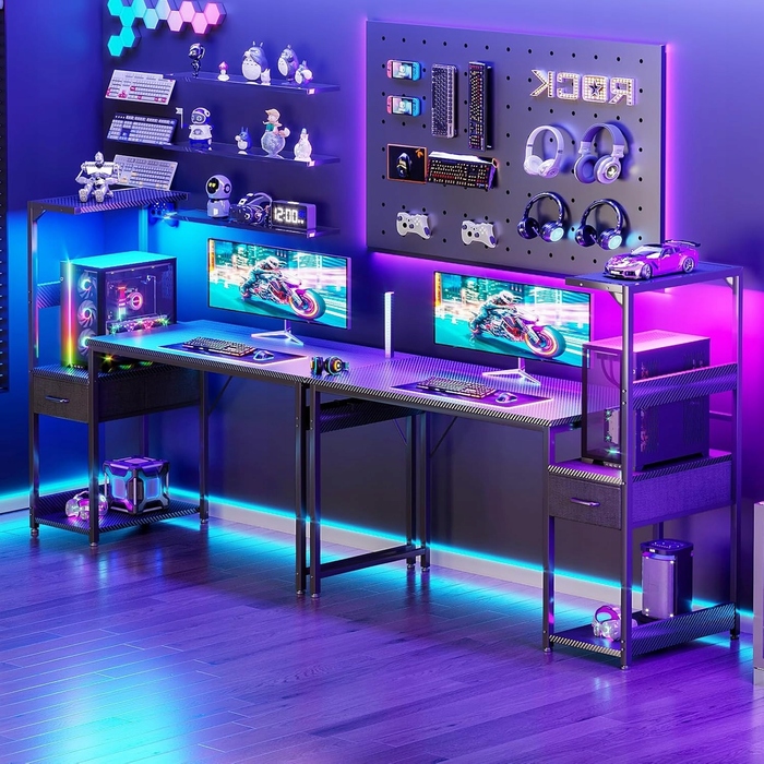 Ігровий стіл з LED-підсвіткою, ергономічний та комфортний, 120x48x114,5 см