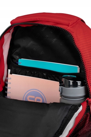 Багатовідсіковий шкільний рюкзак CoolPack, чорний з червоним, 21 л